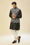 Buy_RNG Safawala_Black Silk Embroidery Raw Nehru Jacket Set _at_Aza_Fashions
