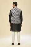 RNG Safawala_Black Silk Embroidery Raw Nehru Jacket Set _Online_at_Aza_Fashions