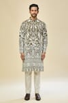 Shop_RNG Safawala_Green Georgette, Silk Embroidery Kurta Set 