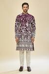 Shop_RNG Safawala_Wine Georgette, Silk Embroidery Kurta Set _Online_at_Aza_Fashions