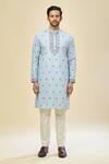 Buy_RNG Safawala_Blue Crepe, Silk Embroidery Kurta Set 