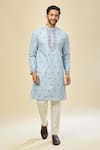 RNG Safawala_Blue Crepe, Silk Embroidery Kurta Set _Online