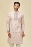 Buy_RNG Safawala_Peach Crepe, Silk Embroidery Kurta Set _Online_at_Aza_Fashions