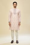 Buy_RNG Safawala_Peach Crepe, Silk Embroidery Kurta Set 