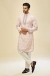 RNG Safawala_Peach Crepe, Silk Embroidery Kurta Set _Online