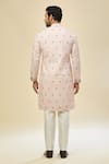 RNG Safawala_Peach Crepe, Silk Embroidery Kurta Set _Online_at_Aza_Fashions