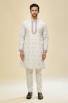 RNG Safawala_White Crepe, Silk Embroidery Kurta Set _Online