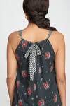 Sinjhar_Black Cotton V-neck Floral Printed Kurta Set _Online_at_Aza_Fashions