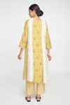 Shop_Sinjhar_Yellow Cotton, Chanderi Embroidery V-neck Printed Kurta Set With Dupatta _at_Aza_Fashions