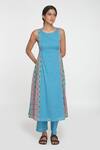 Buy_Sinjhar_Blue Cotton Round Neck Printed Kurta Set _Online_at_Aza_Fashions