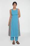 Buy_Sinjhar_Blue Cotton Round Neck Printed Kurta Set 