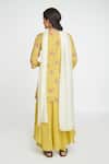 Shop_Sinjhar_Yellow Cotton, Chanderi Embroidery Round Neck Printed Kurta Set With Dupatta _at_Aza_Fashions