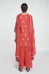 Shop_Sinjhar_Red Cotton, Chanderi Keyhole Neck Floral Printed Kurta Set _at_Aza_Fashions