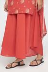 Sinjhar_Red Cotton, Chanderi Keyhole Neck Floral Printed Kurta Set _at_Aza_Fashions