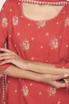Shop_Sinjhar_Red Cotton, Chanderi Keyhole Neck Floral Printed Kurta Set 