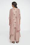 Shop_Sinjhar_Beige Cotton, Chanderi Embroidery Keyhole Neck Floral Print Kurta Set _at_Aza_Fashions