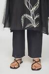 Buy_Sinjhar_Black Chanderi, Cotton Embroidery V-neck Kurta Set 