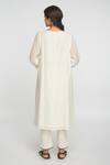 Shop_Sinjhar_White Chanderi, Cotton Embroidery V-neck Printed Kurta Set _at_Aza_Fashions