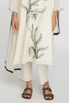 Shop_Sinjhar_White Chanderi, Cotton Embroidery V-neck Printed Kurta Set _Online_at_Aza_Fashions