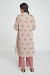 Shop_Sinjhar_Beige Cotton Collared Floral Printed Kurta Set _at_Aza_Fashions