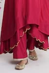 Siyona by Ankurita_Pink Chanderi, Organza Beads, Embroidery Round Nakshi Double-layered Kurta Set _Online_at_Aza_Fashions