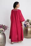 Shop_Siyona by Ankurita_Pink Chanderi, Organza Beads, Embroidery Round Nakshi Double-layered Kurta Set _at_Aza_Fashions