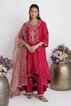 Buy_Siyona by Ankurita_Pink Chanderi, Organza Beads, Embroidery Round Nakshi Double-layered Kurta Set _at_Aza_Fashions