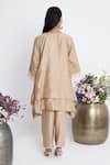 Shop_Siyona by Ankurita_Beige Chanderi, Organza Embroidery, Sequins Split Dhaagon Ka Jaal Kurta Set _at_Aza_Fashions