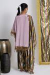 Shop_Siyona by Ankurita_Mauve Viscose, Cotton Lace V-neck Farshi Kurta Set _at_Aza_Fashions