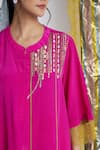 Siyona by Ankurita_Pink Viscose, Crepe Sequins, Embroidery Round Neck Mirchi Mini Set _at_Aza_Fashions