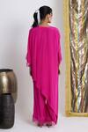 Shop_Siyona by Ankurita_Pink Viscose, Crepe Beads V-neck Gulabo Rani Kurta And Pant Set _at_Aza_Fashions