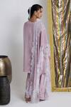 Shop_Siyona by Ankurita_Mauve Viscose, Crepe V-neck Designer Kurta Set With Dupatta _at_Aza_Fashions