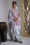 Buy_Siyona by Ankurita_Mauve Viscose Lace V-neck Crepe Kurta Set _at_Aza_Fashions