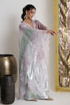 Siyona by Ankurita_Mauve Viscose Lace V-neck Crepe Kurta Set _at_Aza_Fashions