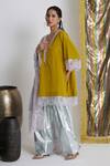 Buy_Siyona by Ankurita_Mustard Viscose, Crepe, Cotton Lace V-neck Sarson Sitara Farshi Set _Online_at_Aza_Fashions