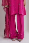 Siyona by Ankurita_Pink Viscose, Crepe Sequins V-neck Gulabo Softy Farshi Set _Online_at_Aza_Fashions