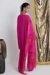 Shop_Siyona by Ankurita_Pink Viscose, Crepe Sequins V-neck Gulabo Softy Farshi Set _at_Aza_Fashions