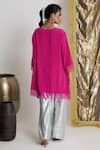 Shop_Siyona by Ankurita_Pink Viscose Lace, Embroidery V-neck Gulabo Groove Farshi Set _at_Aza_Fashions