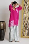 Buy_Siyona by Ankurita_Pink Viscose Lace, Embroidery V-neck Gulabo Groove Farshi Set _Online_at_Aza_Fashions
