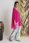 Shop_Siyona by Ankurita_Pink Viscose Lace, Embroidery V-neck Gulabo Groove Farshi Set _Online_at_Aza_Fashions