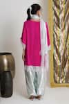 Shop_Siyona by Ankurita_Pink Viscose, Crepe Lace, Embroidery V-neck Gulabo Sitara Farshi Set _at_Aza_Fashions