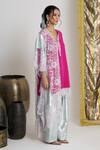 Buy_Siyona by Ankurita_Pink Viscose, Crepe Lace, Embroidery V-neck Gulabo Sitara Farshi Set _Online_at_Aza_Fashions