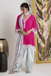 Buy_Siyona by Ankurita_Pink Viscose, Crepe Lace, Embroidery V-neck Gulabo Sitara Farshi Set _at_Aza_Fashions