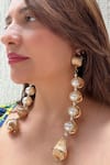 Studio6 Jewels_Gold Plated Pearls Long Dangler Earrings _Online_at_Aza_Fashions