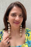 Buy_Studio6 Jewels_Gold Plated Pearls Long Dangler Earrings _at_Aza_Fashions