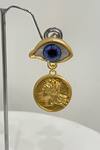 Shop_Studio6 Jewels_Gold Plated Eye Motif Dangle Earrings _at_Aza_Fashions