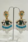 Shop_Studio6 Jewels_Blue Pearls Gold Finish Eye Danglers _at_Aza_Fashions