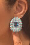 Buy_Studio6 Jewels_Blue Rhinestones Contemporary Stud Earrings _at_Aza_Fashions
