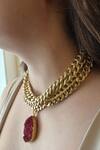 Buy_Studio6 Jewels_Red Gold Finish Pendant Necklace _Online_at_Aza_Fashions