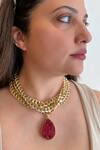 Buy_Studio6 Jewels_Red Gold Finish Pendant Necklace _at_Aza_Fashions
